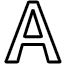 The letter A, in white with black outline