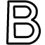 The letter B, in white with black outline