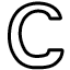 The letter C, in white with black outline